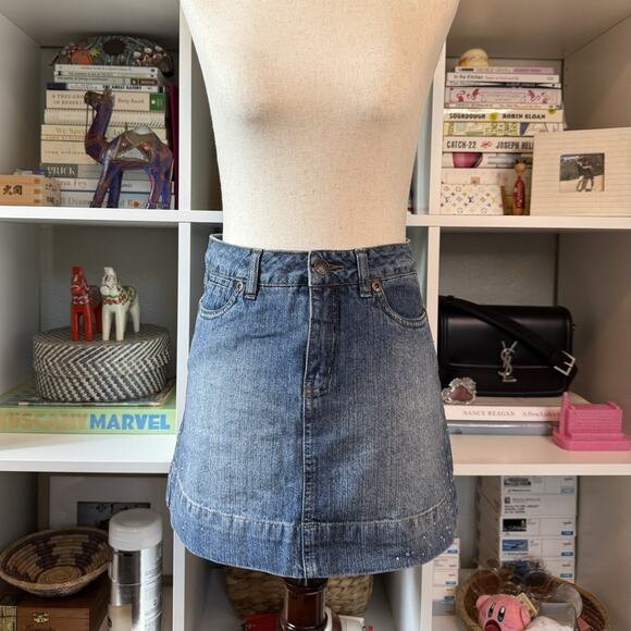 Limited Too Vintage Dead Stock Bedazzled Mid Rise Mini Jean Skirt - Girls 12 - Picture 10 of 11